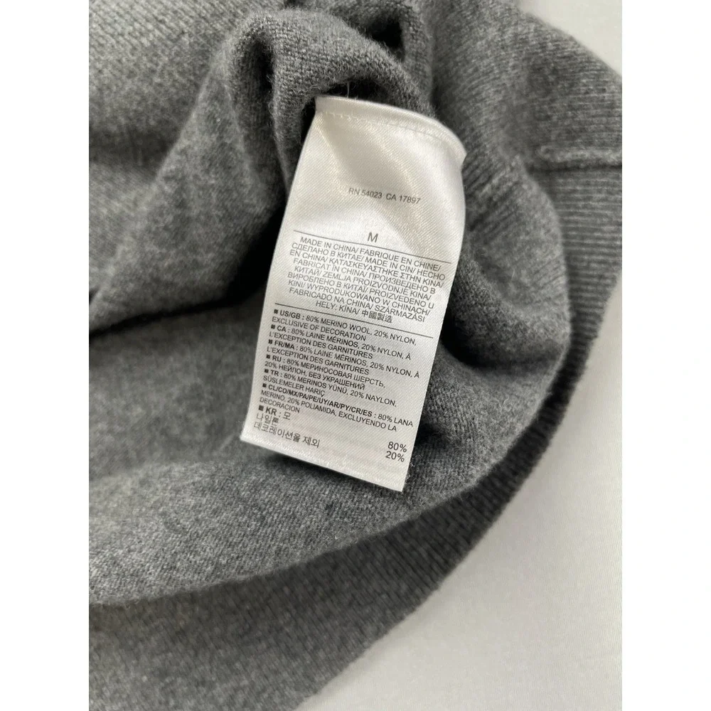Banana Republic Mens Sweater Medium Gray 1/4 Zip Merino Wool Italian Minimal Lux